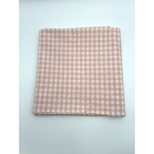 Pink & White Gingham Checkered Cotton Table Throw 50" x 50" By Pottery Barn